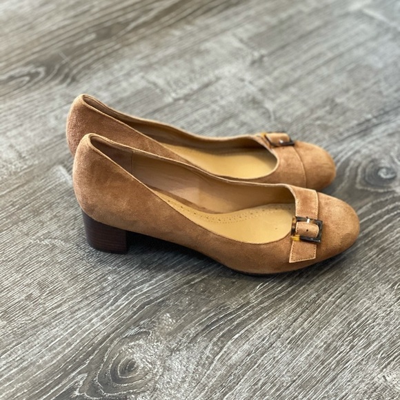 Brooks Brothers Brown Buckle Toe Heeled Loafers size 6.5 - Picture 4 of 7